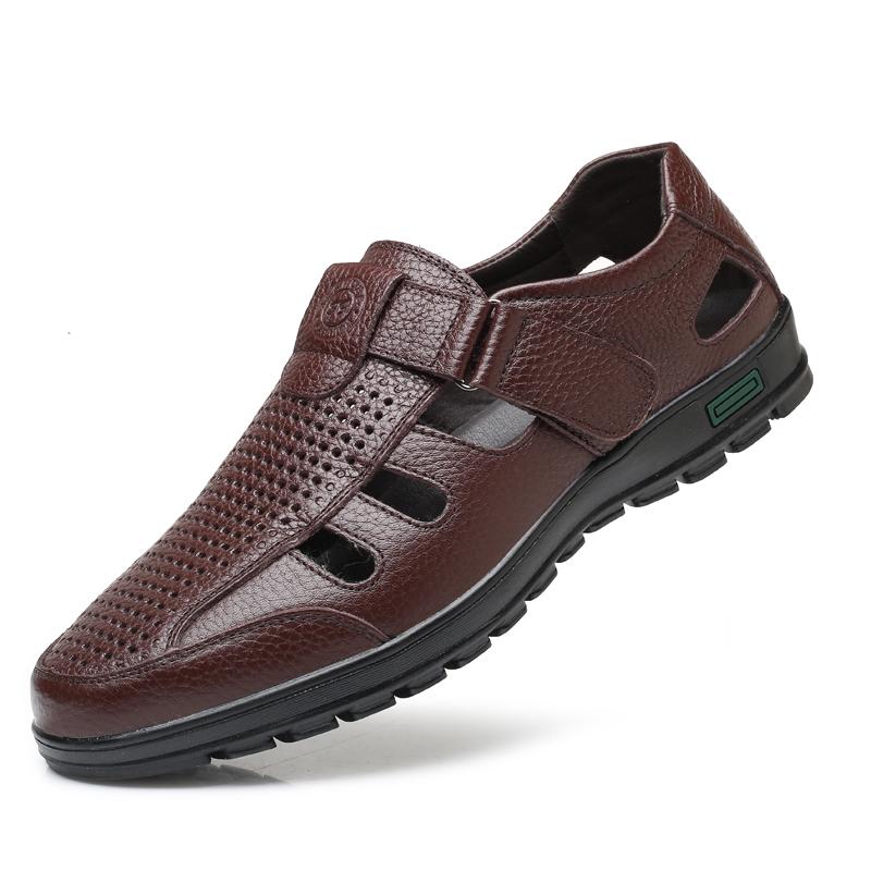 Fashion 38-46 Plus Size Business men's sandals Summer New Style Office dress party Black Brown adult Quality breathable leather shoes