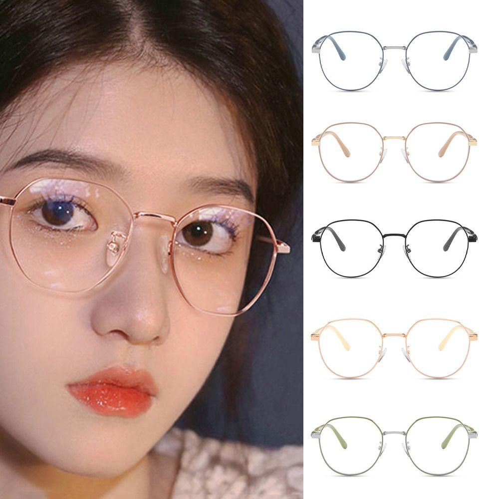 

Round Computer Eyewear Metal Frame Clear Lens Glasses Portable Reading Glasses Outdoor зелений
