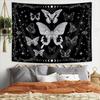 Tapestry Wall Hanging Trippy Witchy Black and White Tapestries Moth, Moon Star Mystic Dark Aesthetic Nature Small Boho Hippie