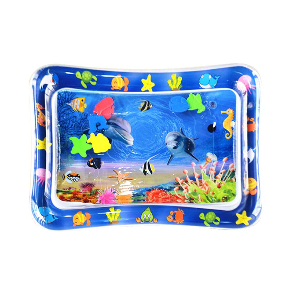 Inflatable Baby Water Mat PVC Marine Animal Water Mat Double Edge Animal Water Mat Foldable for Infants Toddlers for Activity