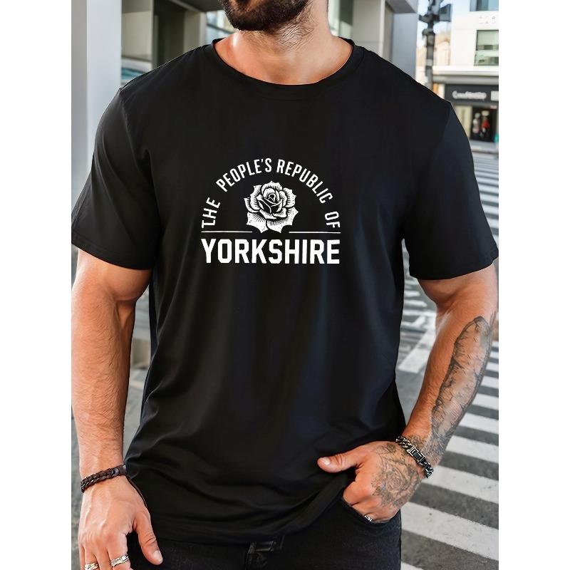 

Men S Short-Sleeve Casual Round-Neck T-Shirt with THE PEOPLE S REPUBLIC OF YORKSHIRE Design for Summer S чёрный