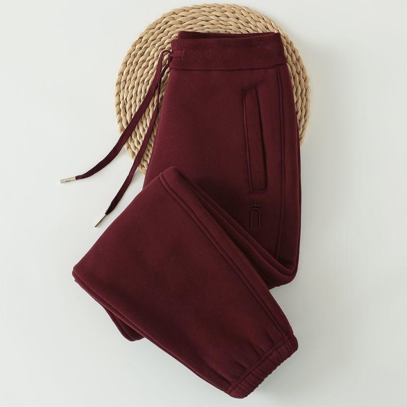 Super Thick Thermal Cashmere 2024 New Sweatpants Women's Fleece-lined Thick Track Pants Winter Gray Female Pants