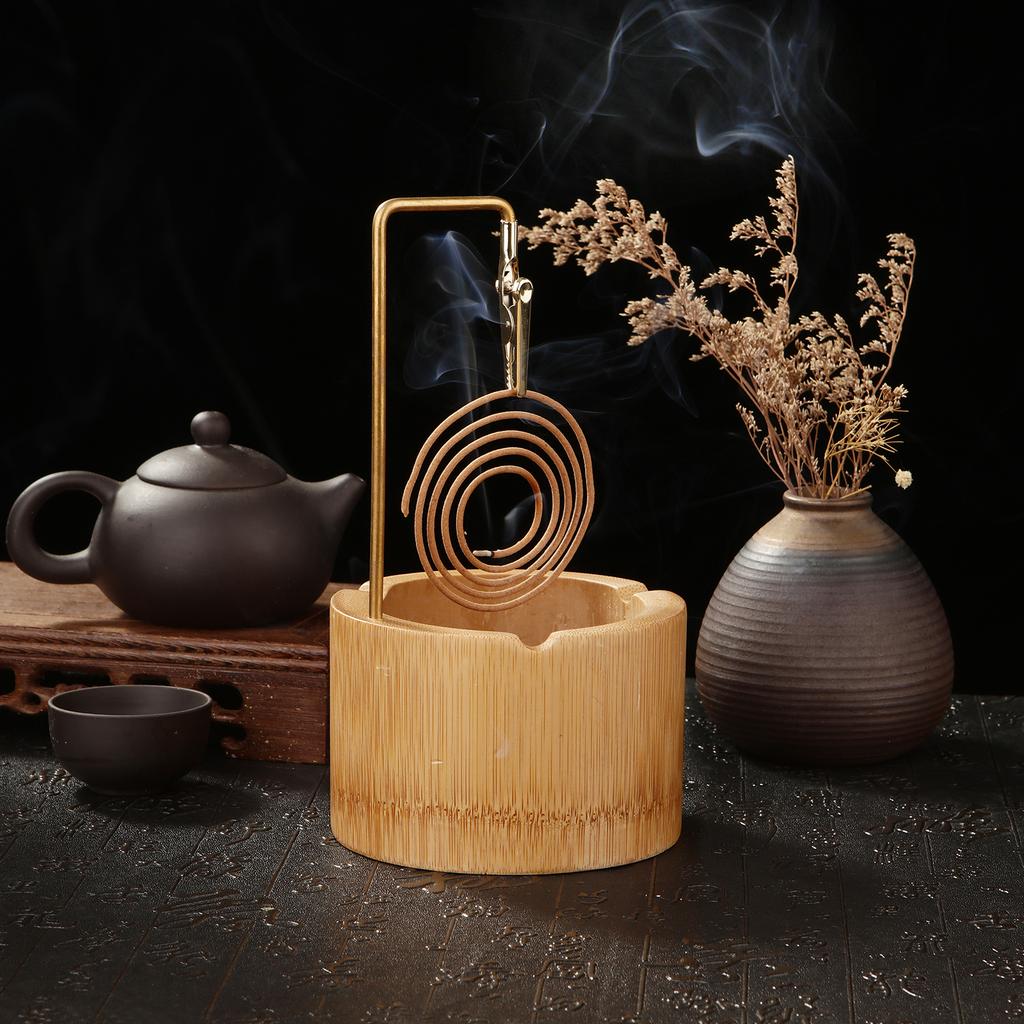 Natural Bamboo Incense Burner Upside Down Spring Clip Incense Holder Incense Plate Ash Catcher Home Decor