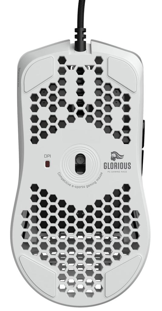 Glorious Model O Gaming 6 Programmable White Mouse, White, Wired, Lightweight, RGB, Buttons, USB, (58g)