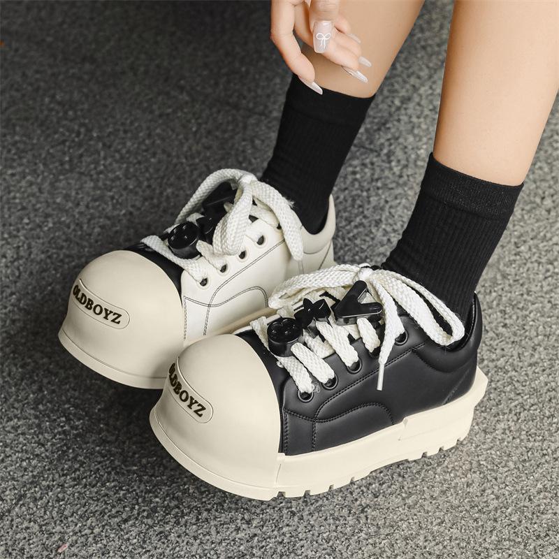 Guochao couple board shoes new spring breathable black and white shoes men's casual versatile sports shoes men's trendy shoes 1286