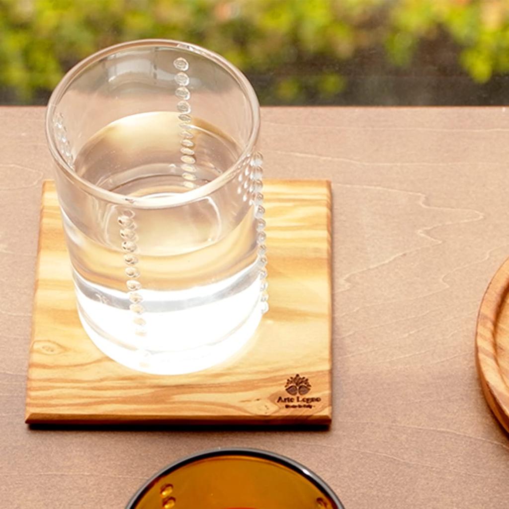 Arte Legno Altereno Wooden Coasters, Stylish Tabletop Trays, Set of 4 (Square)