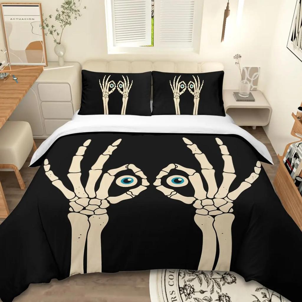 Eyes Comforter Cover Bohemian Hippie Water-Drop Duvet Cover Boho Eyes Nazar Amulet Bedding Set Mysterious Blue Eyes Quilt Cover