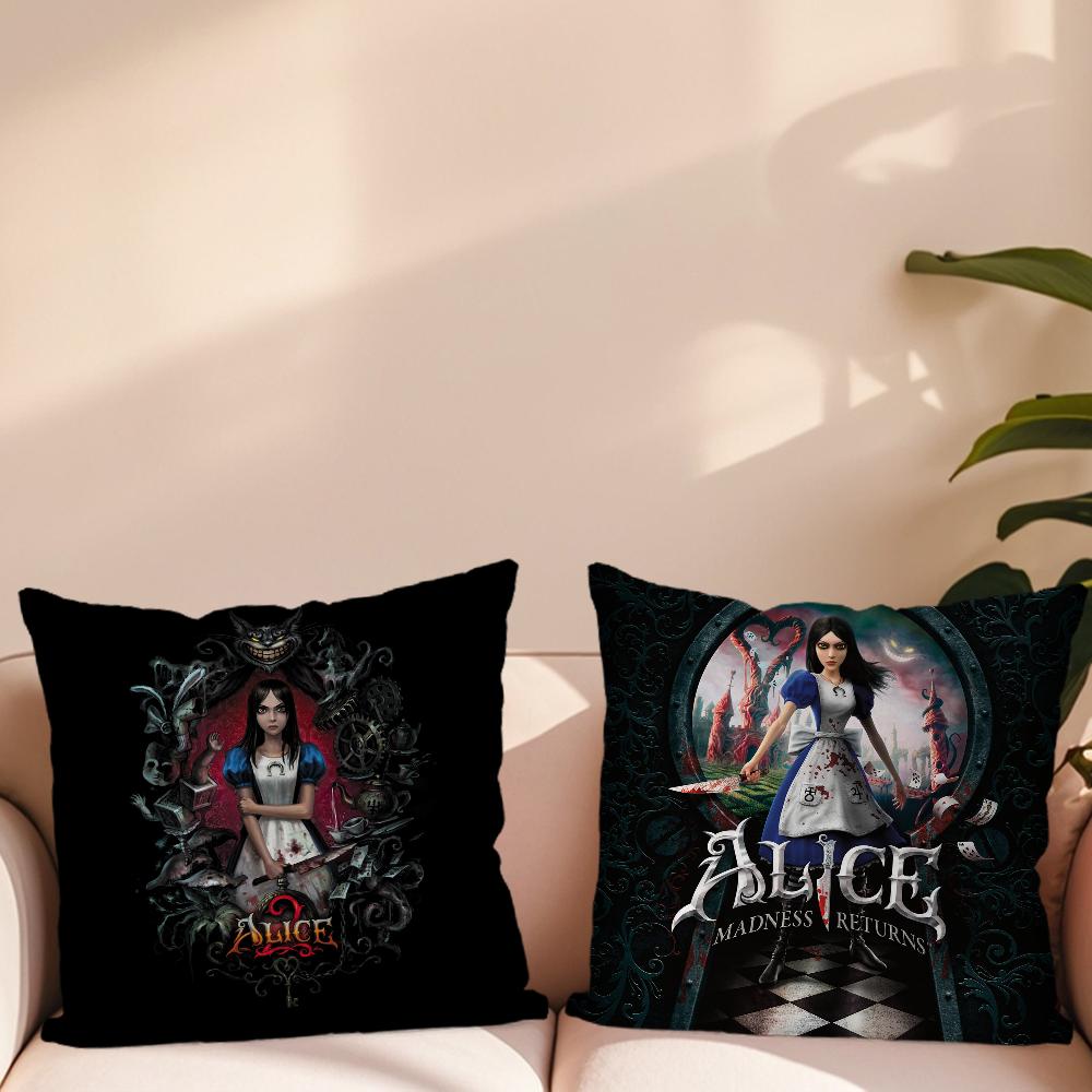 Classic Game A-Alice Madness Returns Pillow Case Sofa Living Room Bedroom Headboard Backrest Cushion Square Cushion Nap Time