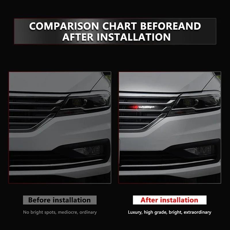 Car Decorative LED Lights Front Hood Grille Decoration Badge For Volkswagen Golf-6 7 4 5 POLO Passat B5 B6 B7 T4 T5 Tiguan Jetta