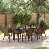 7-Piece Garden Dining Set vidaXL Brown Textilene and Steel 3379132
