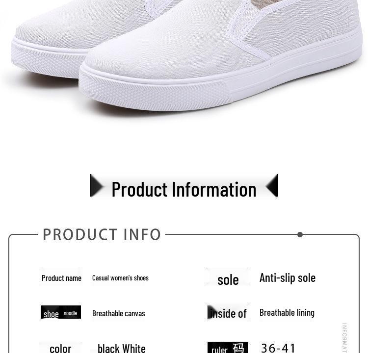 Women's Black Flat Canvas Shoes - Soft Sole, Casual, Morning Exercise Sneakers