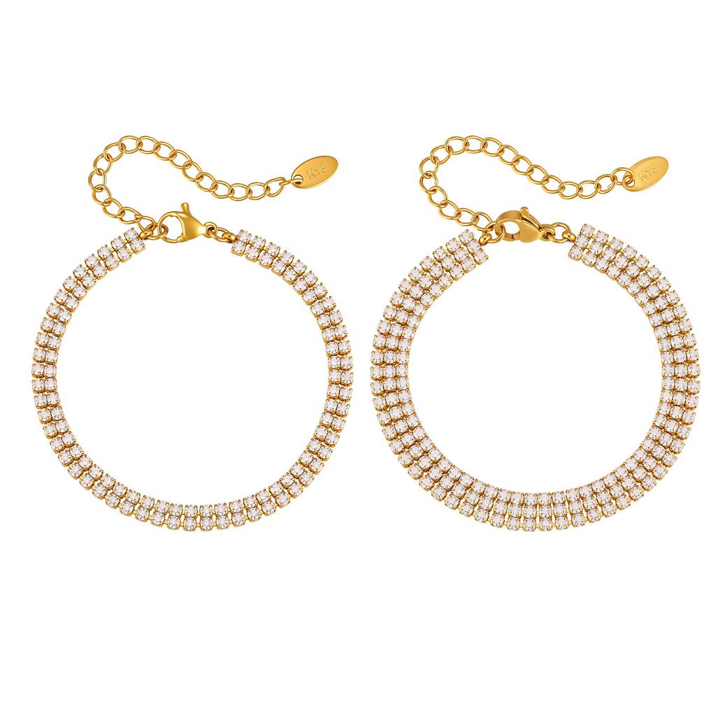 Fashion Anti Tarnish Stainless Steel 18K Gold Plated Bracelet Jewelry Sparkling Cubic Zircon Tennis Chain Bracelets for Women