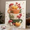 Herbstkürbis Pilz Tasse Rahmenloses Perlenmalerei-Set 3D Perlen Leinwand Kunst Romantische Wohnwanddekoration Basteln DIY Handgemacht Thanksgiving Dekoration