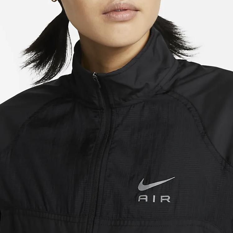 Nike Solid Color Letter Logo Print Stand Collar Zip Jacket Women Jacket Black DX0264-010