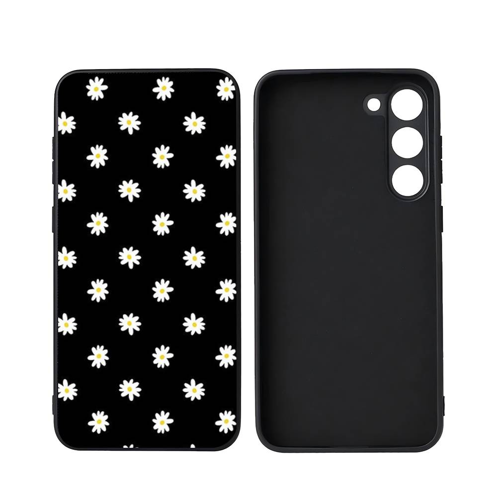 Black White Flower Luxury Black Phone Case For Samsung Galaxy S23 S24 S25 Ultra S22 Plus S21