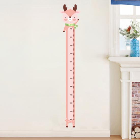 Cartoon Animal Height Measurement Sticker Peel Stick Self-Adhesive Bedroom Play Room Nursery Kindergarten Baby Growth Chart Ruler Decal