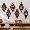 Mushroom Wall Decoration Wooden Bohemian Style Ornament with Artistic Textured Design Wall Art for Living Room Bedroom Decor