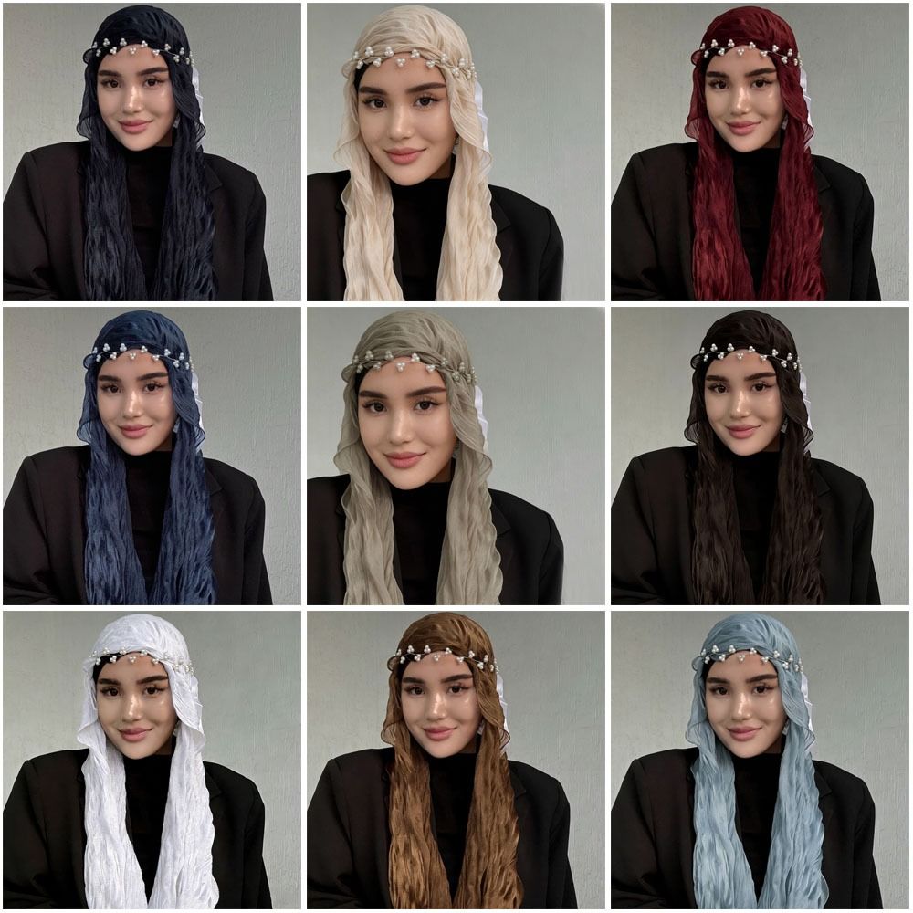 Fashion Solid Color Silk Scarf Shining Chiffon Chiffon Hijab Veil Soft Long Sunscreen Headscarf Outdoor