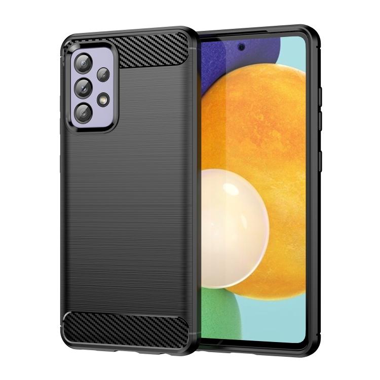 For Samsung Galaxy A52 5G / 4G Brushed Texture Carbon Fiber TPU Case(Black) For Samsung Galaxy A52 5G чёрный