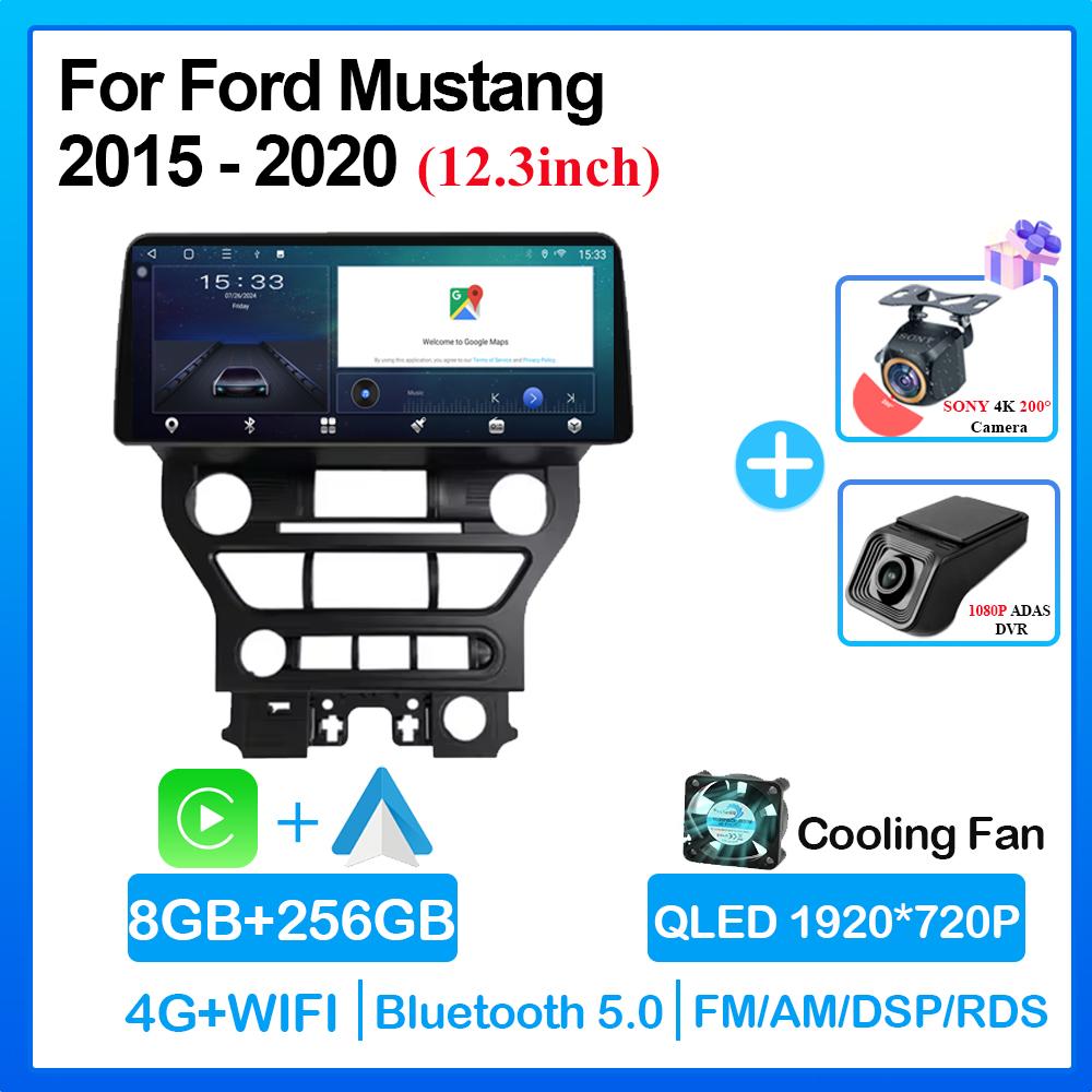 12.3 Inch For Ford Mustang 2015 - 2020 Android 14 Auto Carplay Car Radio Stereo Multimedia Navigation GPS DSP Video Audio Player