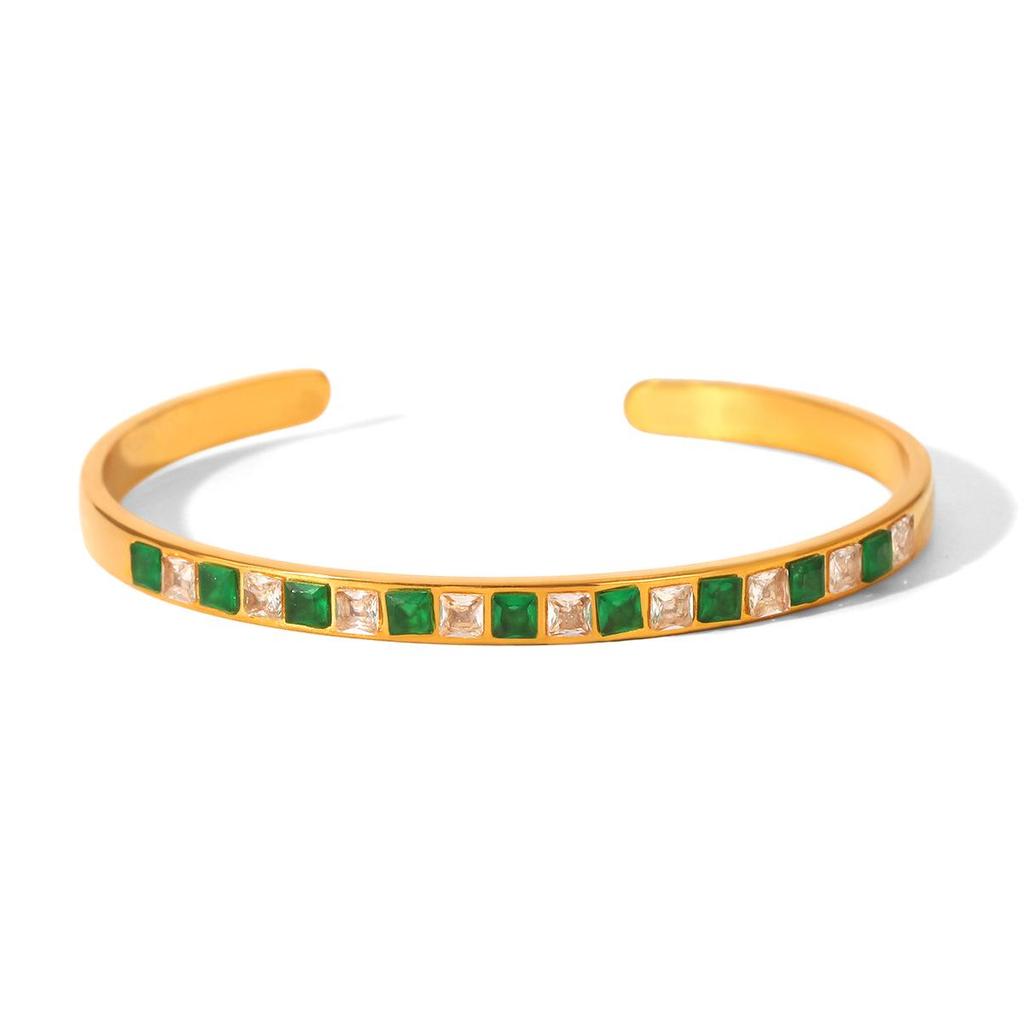 European-American Zircon Titanium Steel Bracelet: Luxurious, Star-Studded, Versatile Stainless Steel Jewelry for Women