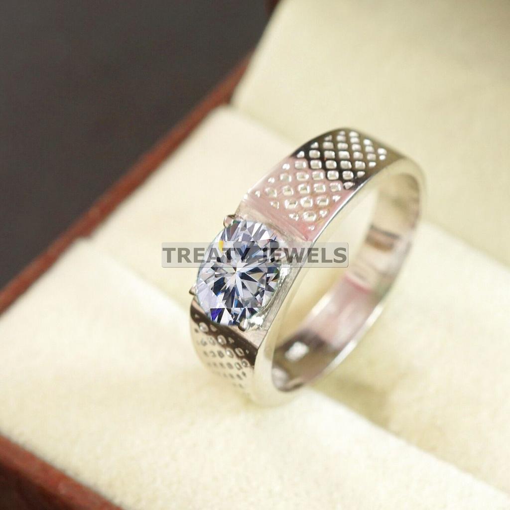 Moissanite Oval Cut Gemstone With 925 Sterling Silver Ring For Men's #B290 JL375681944734