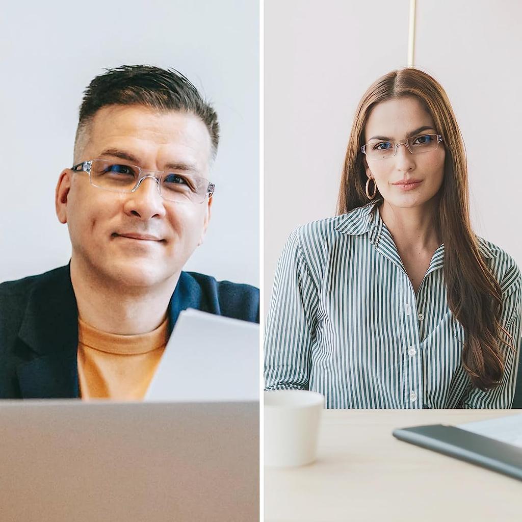 KLASSNUM Frameless Reading Glasses Men Anti Blue Light Computer Magnifying Glasses Anti Fatigue Presbyopic Glasses Optical +1-+4