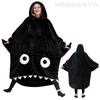 Women's Winter Wearable Blanket - Thick, Hooded, Long Sleeves, Long Length, with Pockets, Fluffy Shark Design, Unisex, Warm (Black, Free Size)