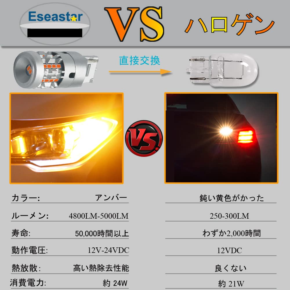 Eseastar T20 Pinch Difference LED Turn Signal Bulb No Hyper