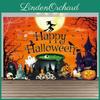 High-quality Spring Polyester Halloween Background Cloth Witch Castle Halloween Party Decoration Cloth Banner