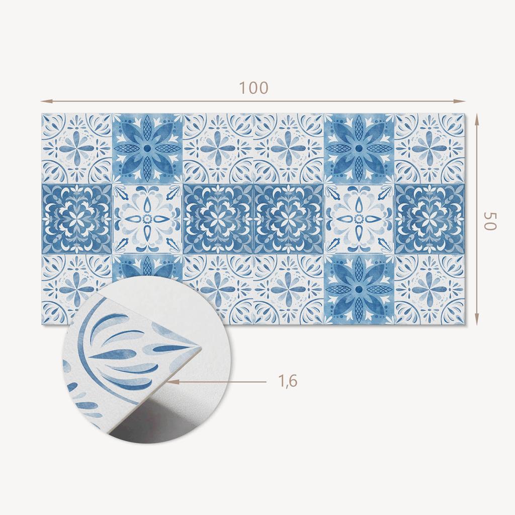 Naklejany Panel Pcv Z Motywem Idealny Do Przedpokoju 100X50 Cm Wzór Kwiatowy W Kafelkach