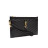 Saint Laurent Ysl Cassandre Körniges Gold Logo Leder Clutch Damen Clutch Schwarz 636313-BOW01-1000