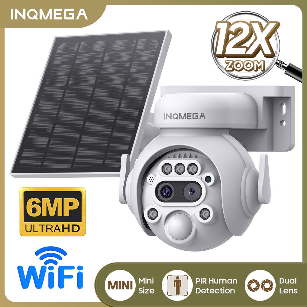 Solar-Powered 6MP HD Camera, 12x Zoom, PTZ, Full-Color Night Vision for Outdoor Monitoring.