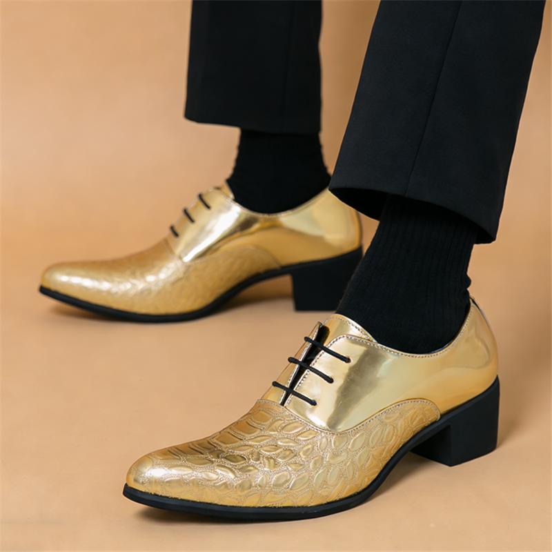 Luxury Fashion Designer New Men's Pointed  Wedding Glossy Leather Shoes Male Oxfords Casual Formal Dress Footwear Zapatos Hombre