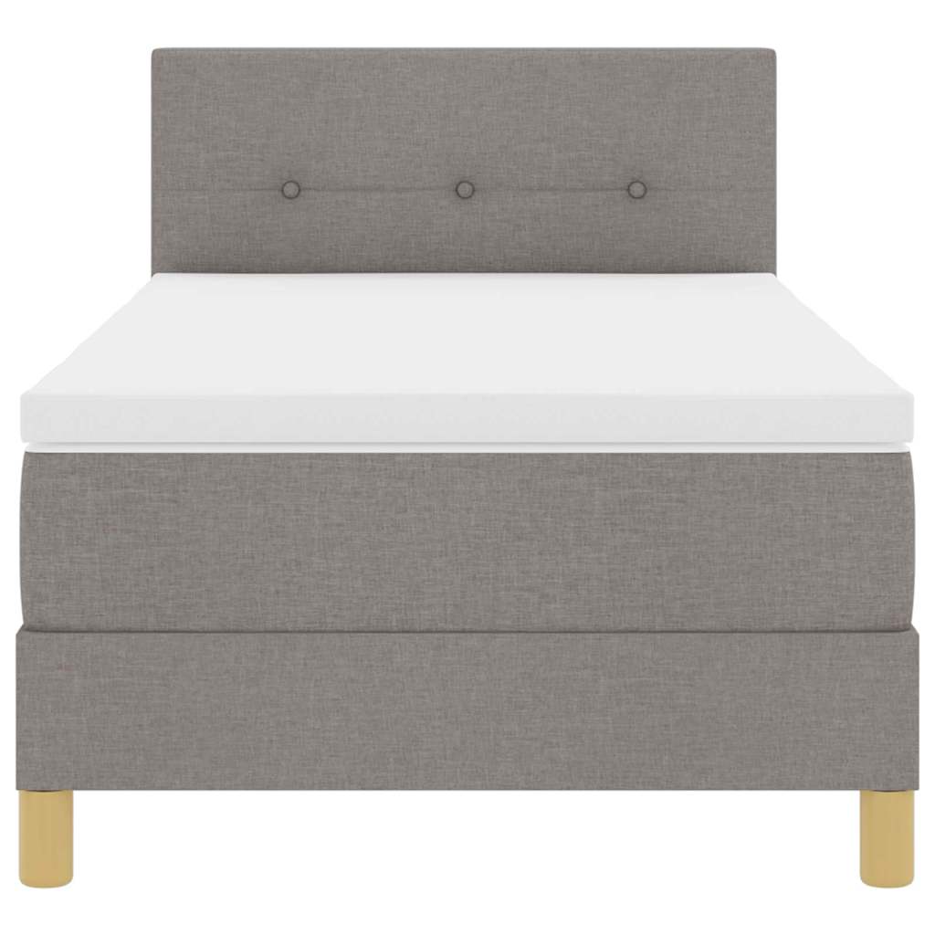 LED Box Spring Bed with Headboard Taupe 90 x 190 cm Fabric