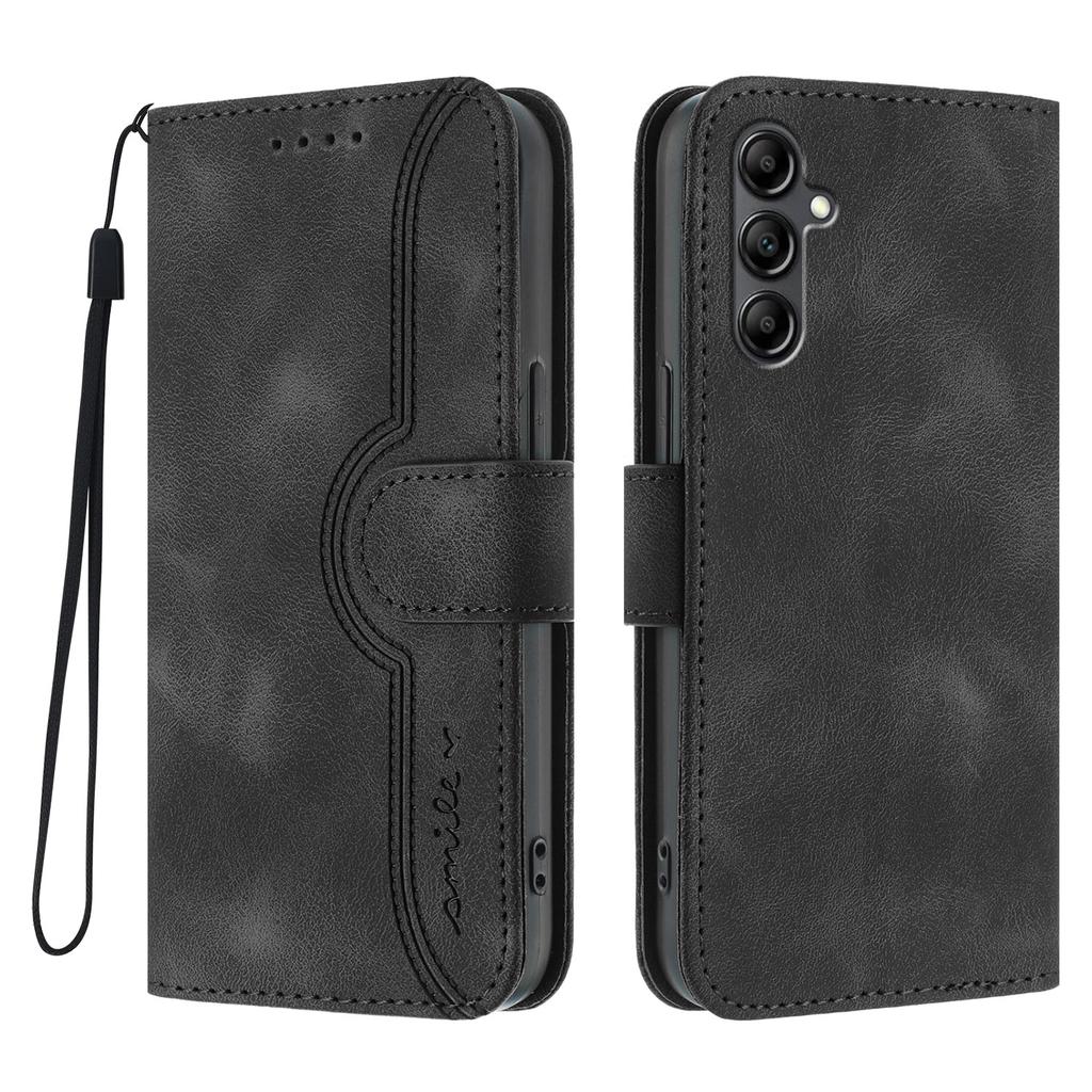 For Samsung Galaxy A17 5G/A17 4G/A26 5G/A16 5G/A16 4G Leather Case Wallet Stand Smile Imprinted Phone Cover with Strap