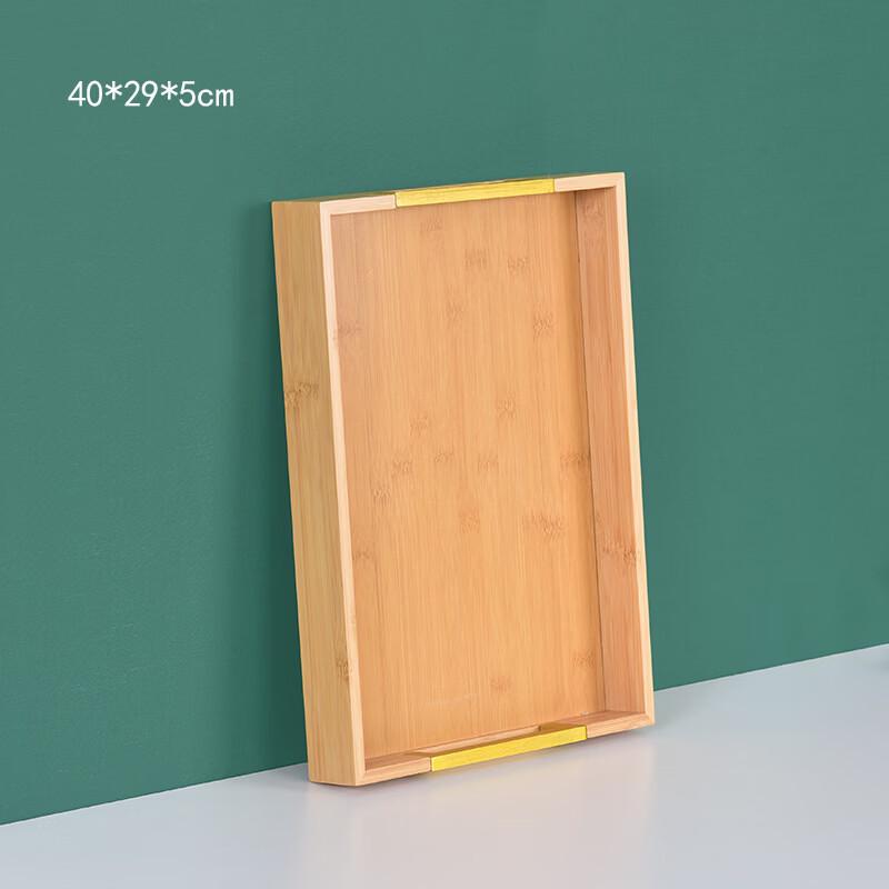 Zhishi Bamboo Tea Serving Tray with Golden Handles