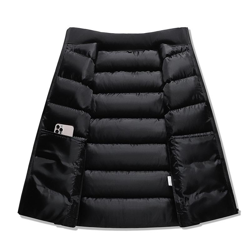 Vest Men's Autumn and Winter Trend Thickened Warm Solid Color Feather Rong Cotton Vest Winter Men's Casual Vest Vest Jacket