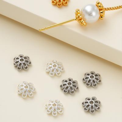 10Piece/Pack 14/18K Gold Color Plated Flower Shape Beads Caps for DIY Necklace Bracelets Jewelry Making Accessories