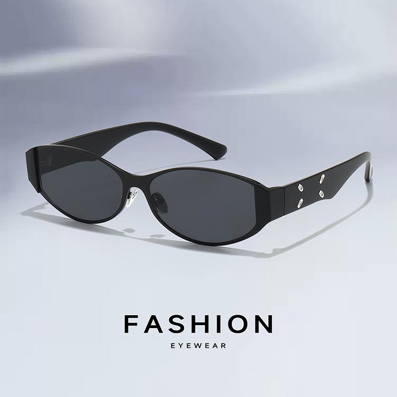New light luxury oval personalized metal frame sunglasses women's fashion high-end sunglasses trendy sunglasses