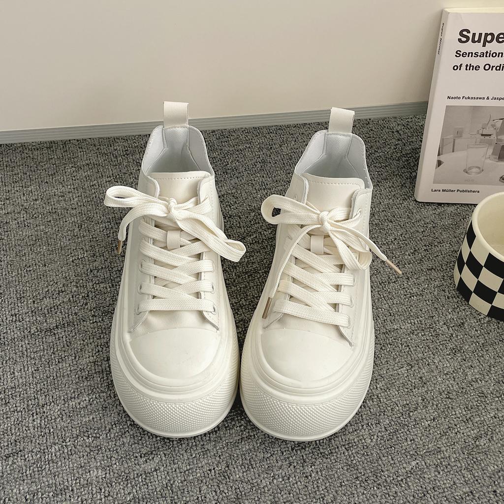 White popular thick-soled heightening versatile little white shoes women's 2025 new autumn skirt breathable casual board shoes