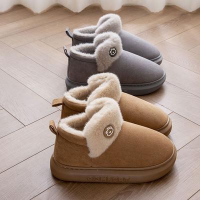 Baumwollpantoffeln für Paare für Damen Winter Neu Indoor Heimdeko, Dicke Sohle mit Samtbeutel und Baumwollschuhe für Damen Winter Outdoor-Bekleidung