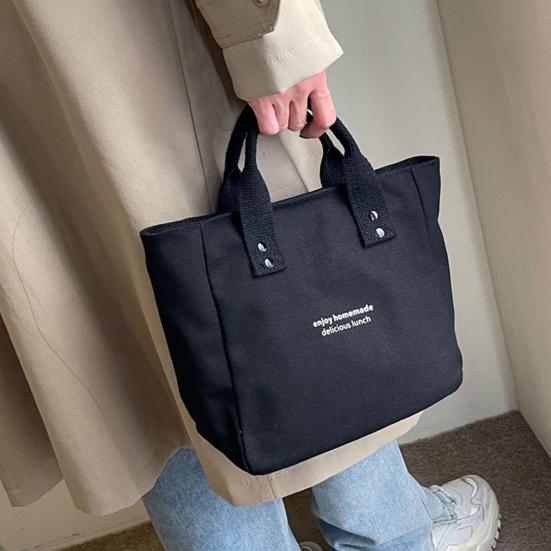 Canvas Handbag Large Capacity Zipper Closure Roomy Handbag Shopping Beach Travel Tote Bag Versatile Bento Bag