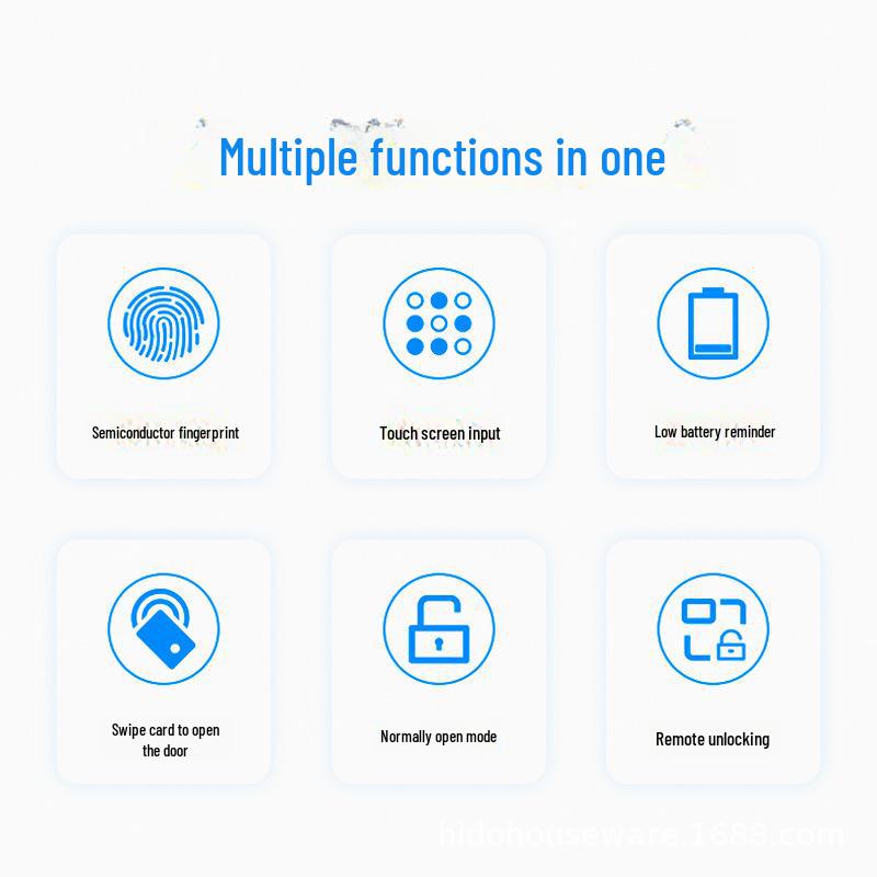 Smart Stöldskydd Fingeravtrycks- och Lösenordsdörrlås, för Hushåll, Hotell, Lägenhet, Innerdörrar - One-Grip Öppningsteknik.