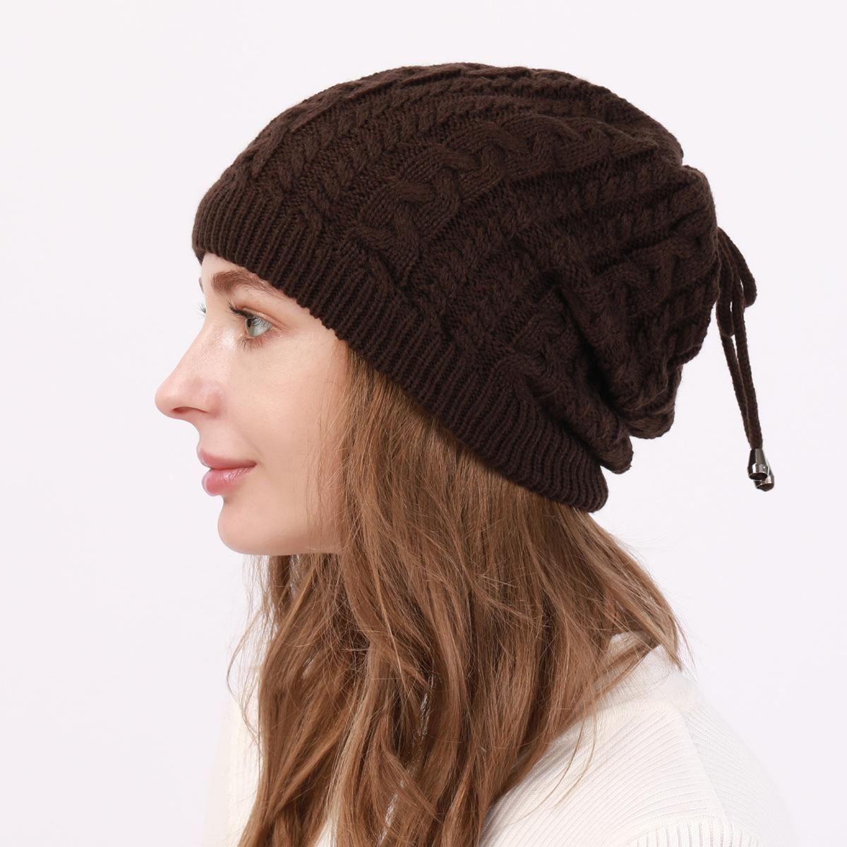 

Женская зимняя плюшевая шапка Baotou Moon, вязаная шерстяная теплая морозостойкая шапка с защитой ушей OneSize коричневый