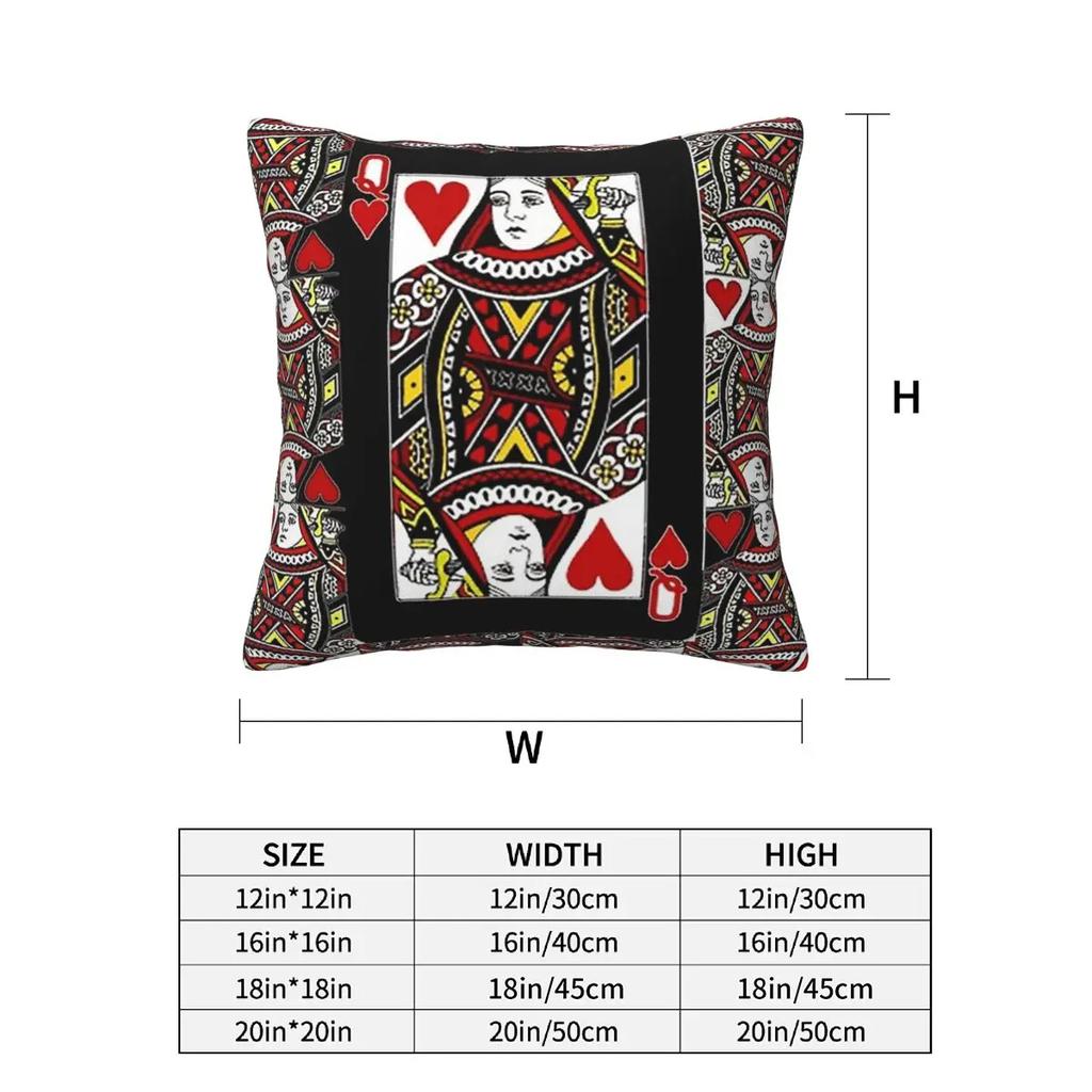 Casino Nights Red Queen Of Hearts 2 Pcs Square Pillowcase Pillow Cover Cushion Zip Decorative Comfort Throw Pillow For Home
