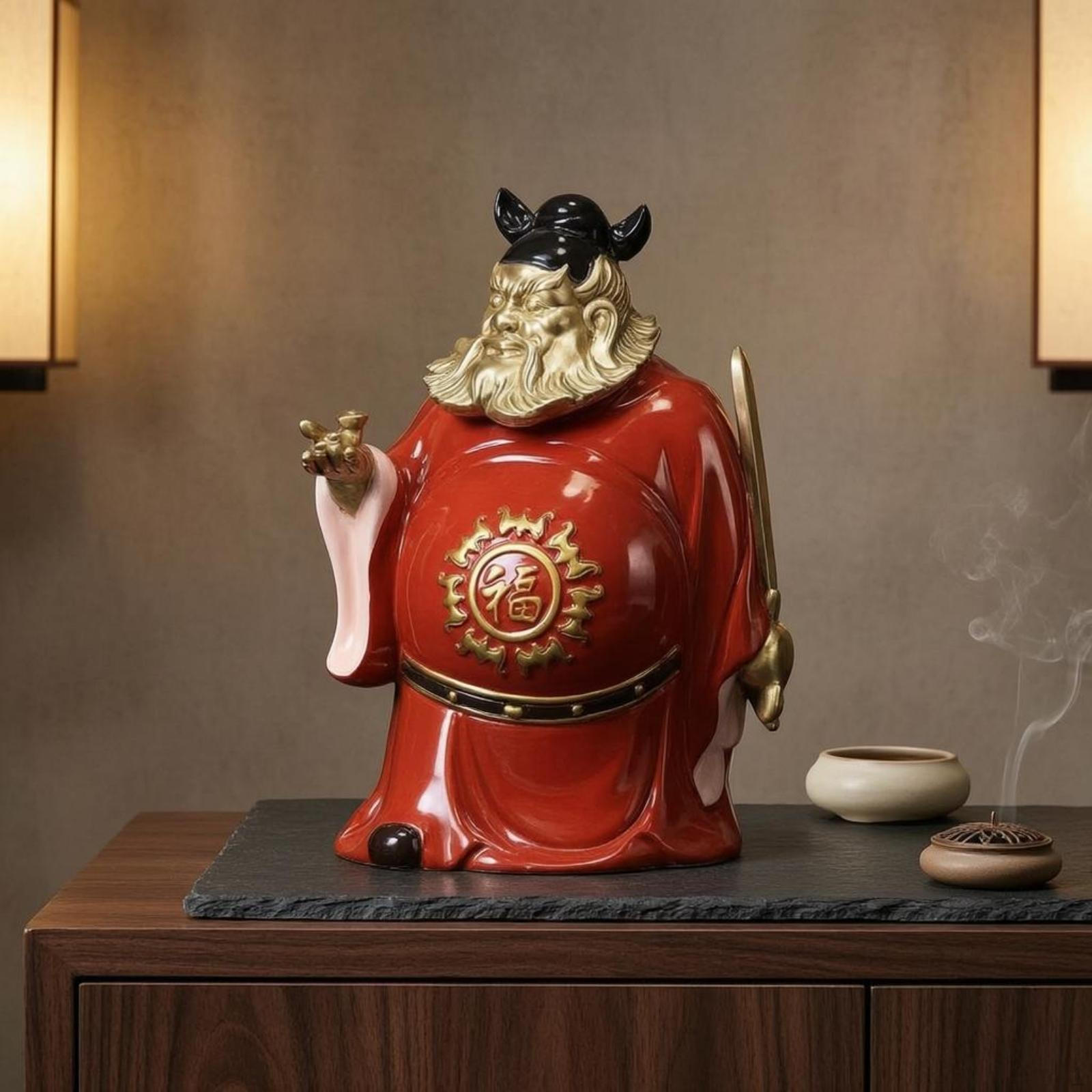 Feng Shui Figurine Trim Statue Traditional Chinese Style Brass Deity