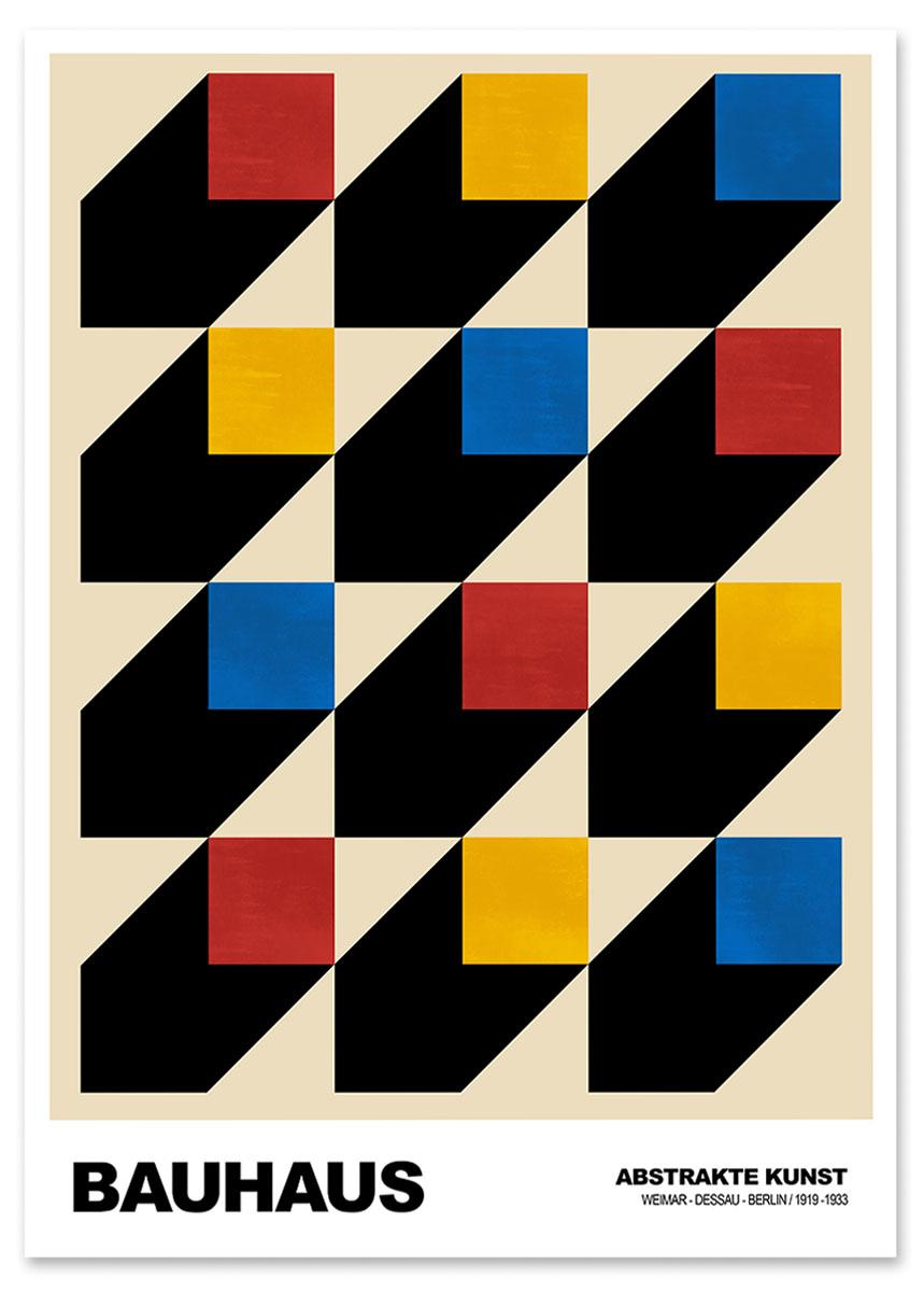 

Plakat bauhaus kwadraty kolorowe sześciany 30x40 cm