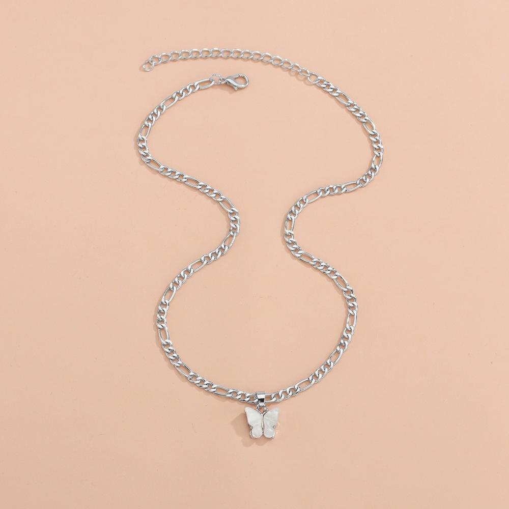Source Animal Silver Butterfly Pendant Necklace Metal Personality Ladies Collarbone Chain