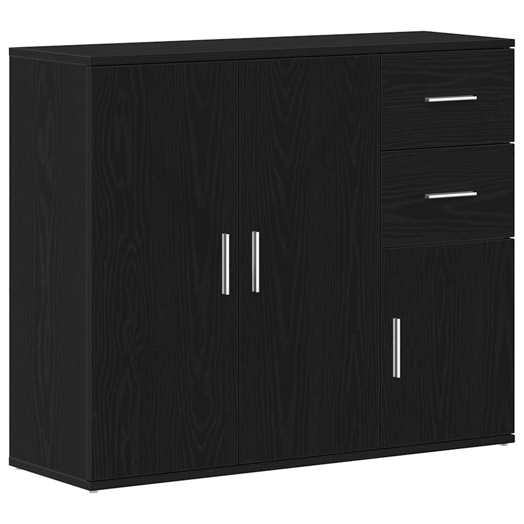 Sideboard in Black Oak Finish 91 x 29.5 x 75 cm Engineered Wood